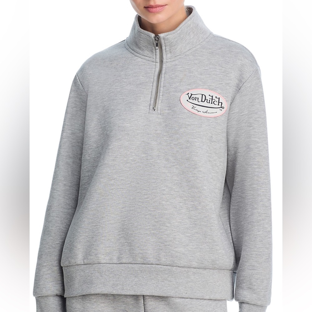 Von Dutch Light Grey Logo Crewneck Sweatshirt